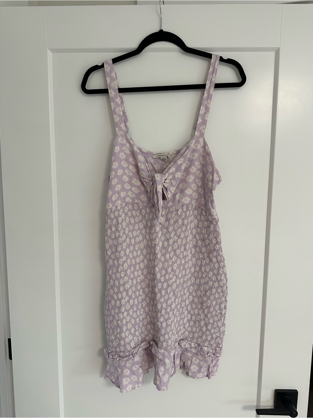 American Eagle Outfitters Lavender Daisy Tie-Front Mini Dress